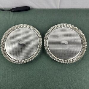 The Pampered Chef Flat Flan Pan Set Two 10" inch Tin Steel Tinned Pie Plate